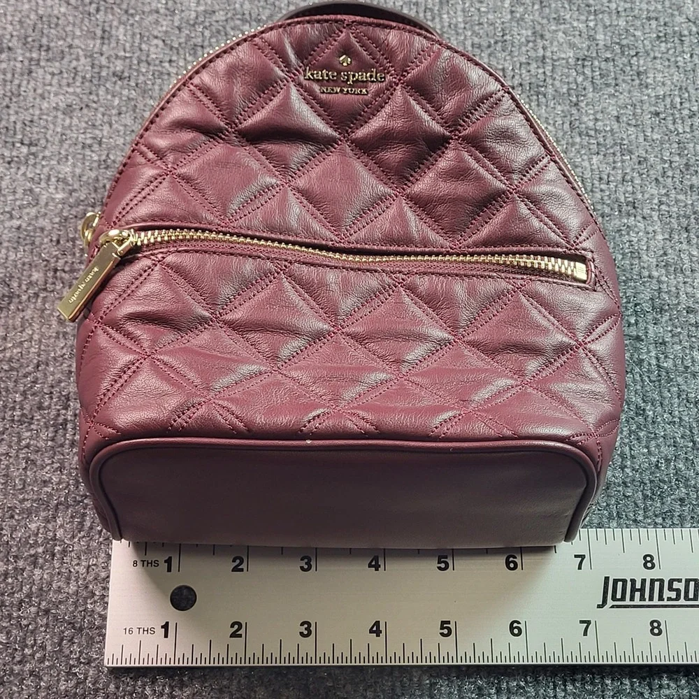 Kate Spade Natalia Mini Convertible Backpack Cherrywood Quilted Leather - Picture 13 of 13